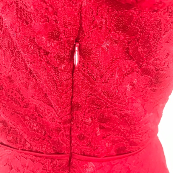 Jessica London Sz 12 Red Lace Peplum Blouse S/S - Picture 5 of 7